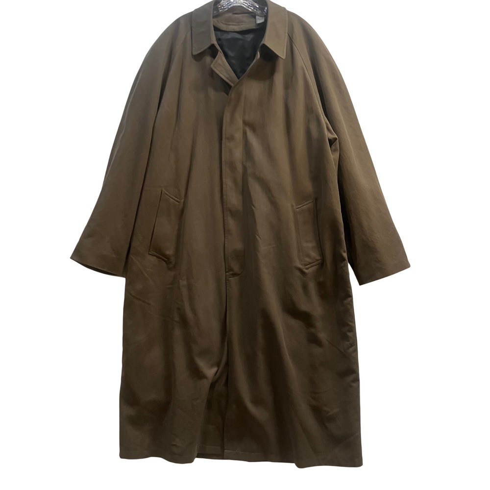 Spiegel Mens Brown Trench‎ Coat Overcoat Zip Out Wool Liner Size 44 Long 41488